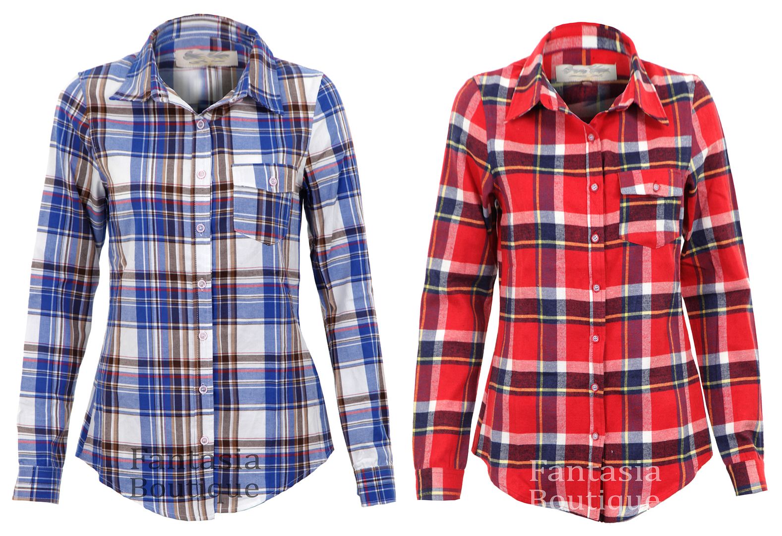 Damen Langarmhemd Aus Baumwolle - Karo Button-Down Bluse Im Slim Fit Für Lässige Anlässe