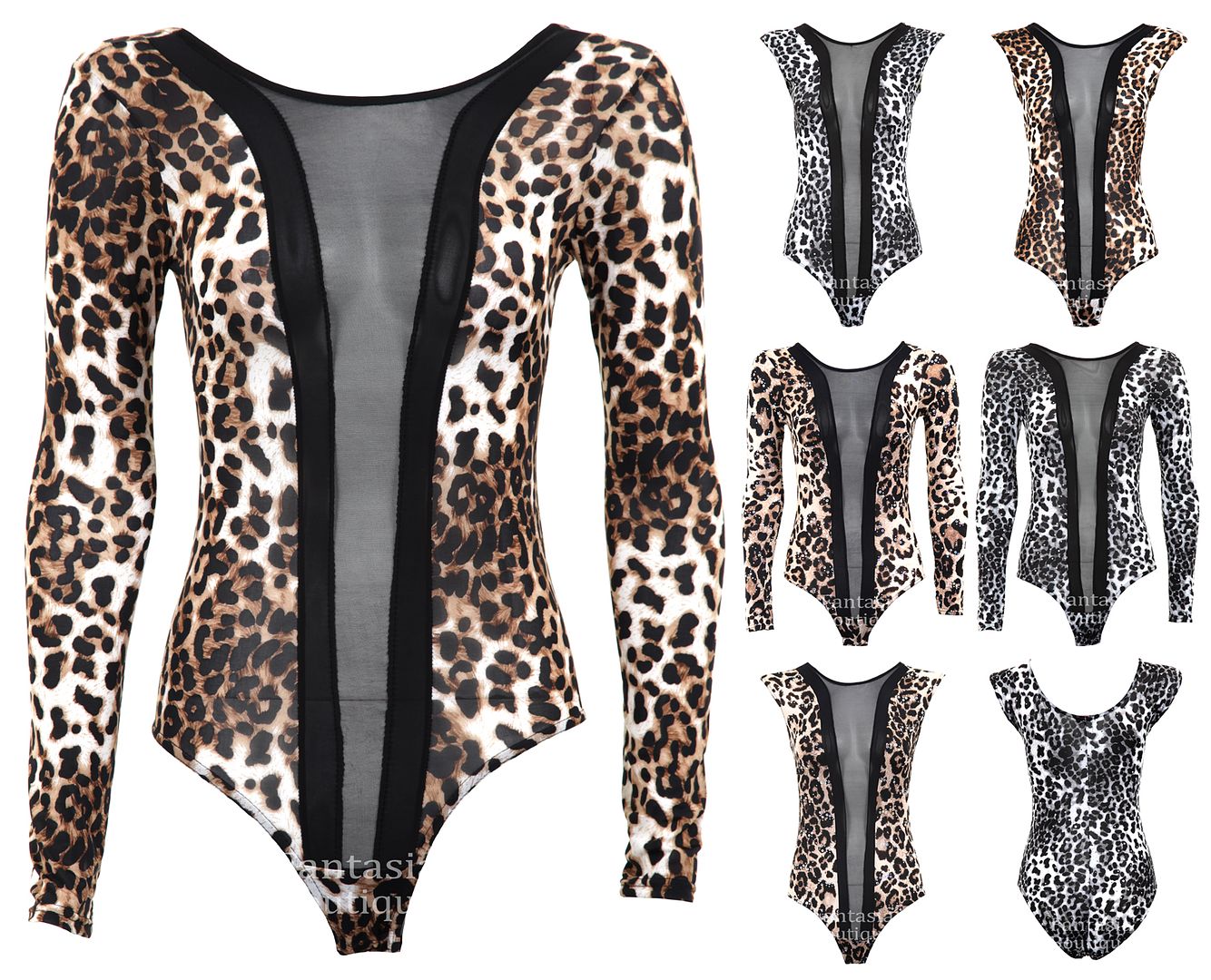 Ladies Long Sleeve Sleeveless Mesh Leopard Sequin Leotard Women S Bodysuit 8 14 Ebay