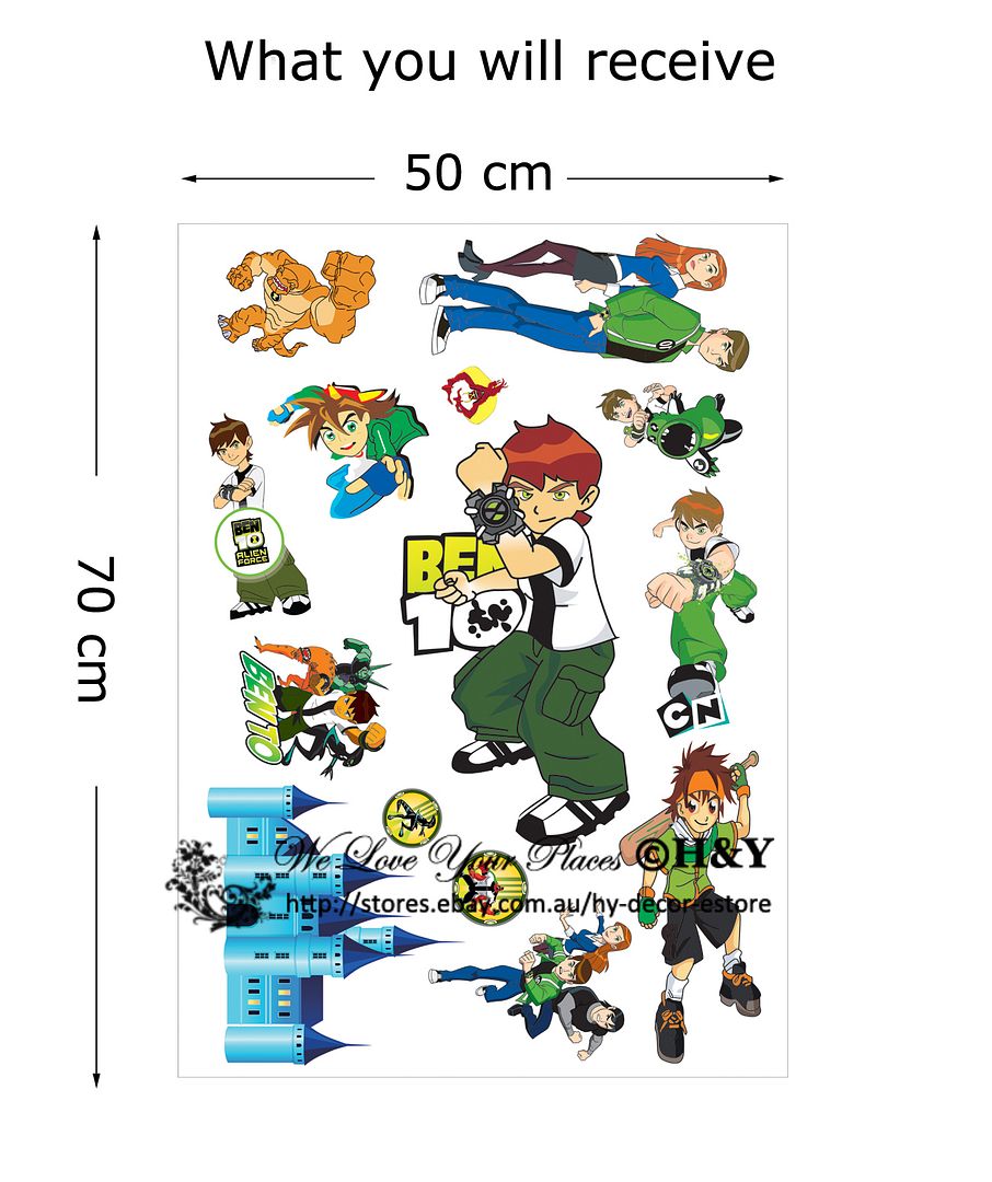 New Ben 10 Removable Wall Stickers Nursery Baby Decor Decal Kids Boys