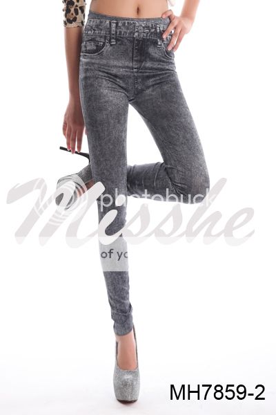 Fashion Women Ladies Denim Jegging Leggings Skinny Jeans Look One Size Fits 8 12