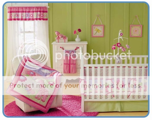 Garanimals Pink 4pcs Baby Girl Crib Bedding Set Quilt Bumper Sheet