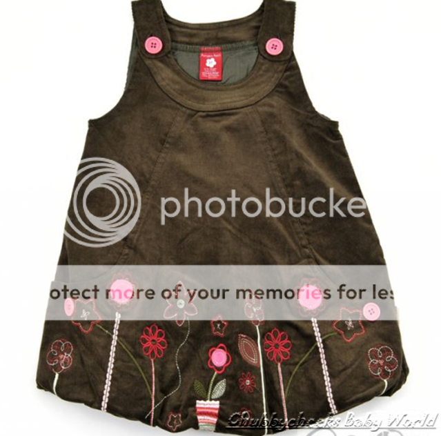 New Pumpkin Patch Girls Embroidered Flower Cord Cotton Dress 2 Colours 2Y 3Y 4Y