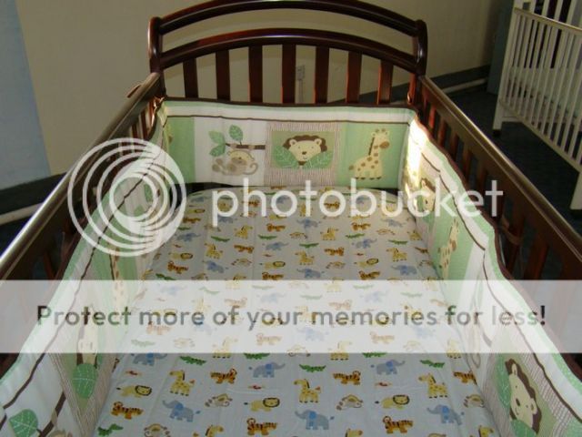 New 4pcs Baby Crib Cot Bedding Set Quilt Bumper Sheet Dust Ruffle Forest
