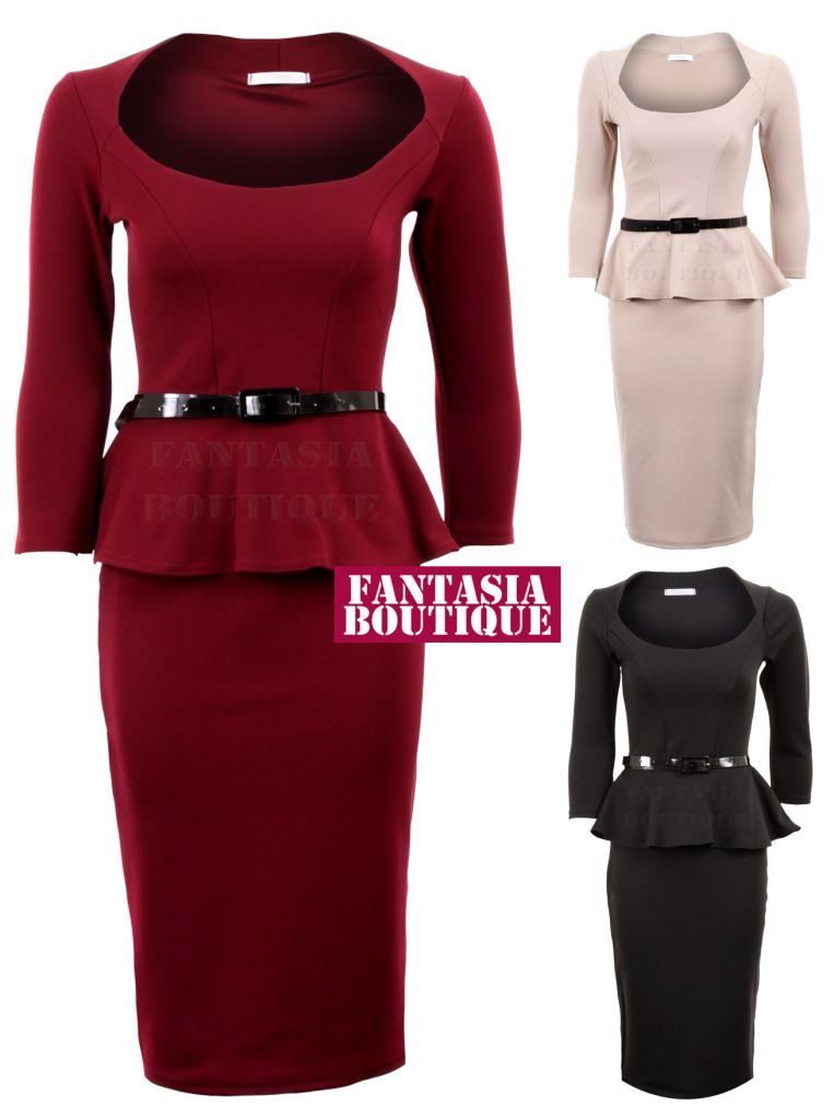 Long Sleeve Peplum Dress