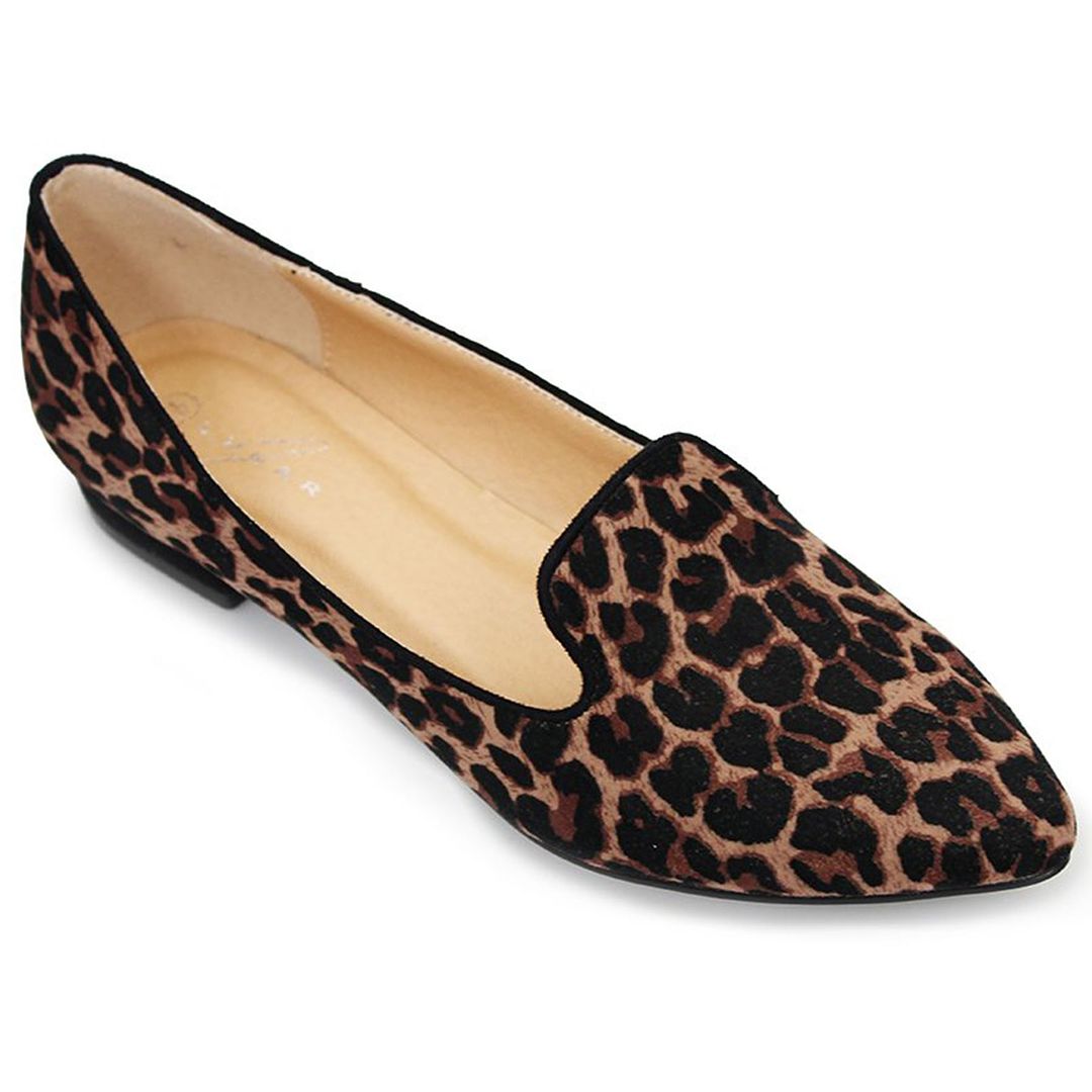 FLC655 Trenton Womens Slip On Leopard Print Smart Pumps Flats Loafer ...